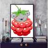 Poster - Koala in a raspberry, 30 x 45 см, Canvas on frame, For Kids