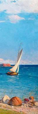 Постер - Парусная лодка, 40 x 120 см, Холст на подрамнике, Наборы
