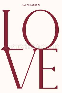 Poster - Love, 60 x 90 см, Framed poster on glass, Quotes