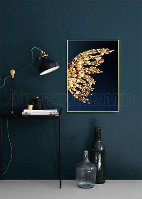 Framed Painting - Abstract gold butterfly wing, 90 x 120 см