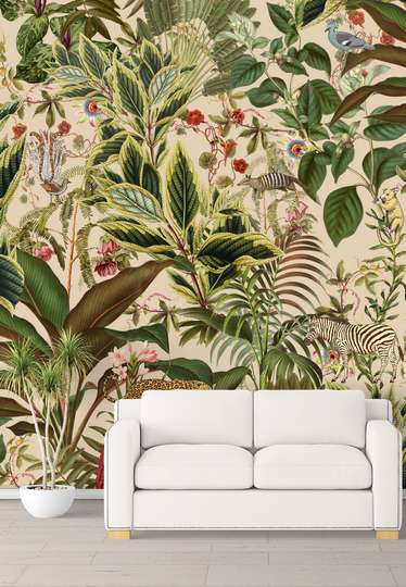 Wall Mural - Animals on the background of plants