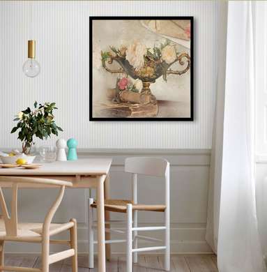 Poster - Vaza de flori în stil Provence, 40 x 40 см, Panza pe cadru