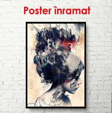 Poster - Fată pe un fundal bej, 60 x 90 см, Poster înrămat
