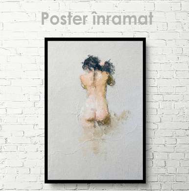 Poster - Scenic portrait from behind, 60 x 90 см, Framed poster on glass, Nude