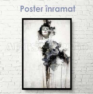 Poster - Arta alb-negru, 45 x 90 см, Poster inramat pe sticla, Alb Negru