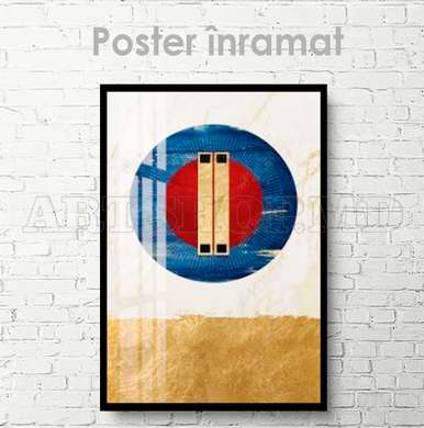 Poster - Geometric pattern with a blue circle, 30 x 45 см, Canvas on frame, Abstract