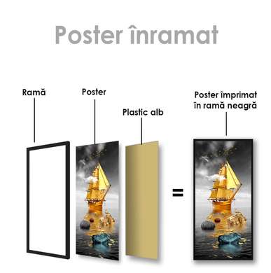 Постер - Золотые паруса, 30 x 60 см, Холст на подрамнике