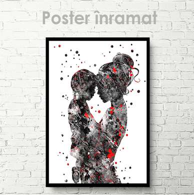 Постер - Абстрактный портрет мамы с ребенком, 30 x 45 см, Холст на подрамнике