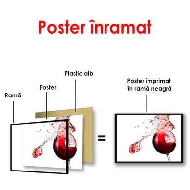 Poster - Glass with red wine on a white background, 90 x 60 см, Framed poster, Food and Drinks