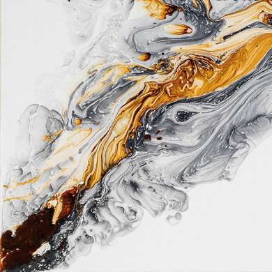 Tablou înramat - Fluid gri-auriu, 60 x 60 см