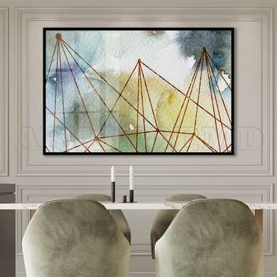 Poster - Watercolor Geometric Texture & Lines, 45 x 30 см, Canvas on frame, Abstract