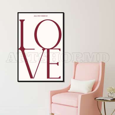 Poster - Love, 30 x 45 см, Canvas on frame, Quotes