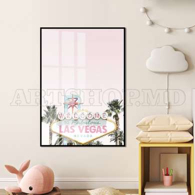 Poster - Las Vegas, 60 x 90 см, Framed poster on glass, Maps and Cities