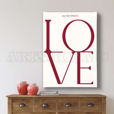 Постер - Love, 30 x 45 см, Холст на подрамнике, Цитаты