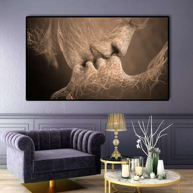 Постер - Нежный поцелуй, 60 x 30 см, Холст на подрамнике