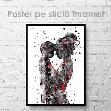 Постер - Абстрактный портрет мамы с ребенком, 30 x 45 см, Холст на подрамнике