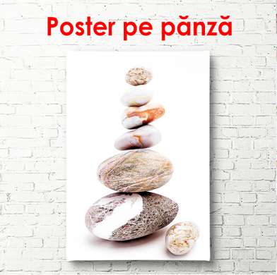 Постер - Камни на белом фоне, 60 x 90 см, Постер в раме, Минимализм