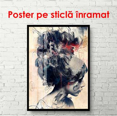 Poster - Fată pe un fundal bej, 60 x 90 см, Poster înrămat