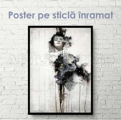 Poster - Arta alb-negru, 45 x 90 см, Poster inramat pe sticla, Alb Negru