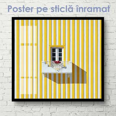 Poster - Small window on a yellow house, 40 x 40 см, Canvas on frame