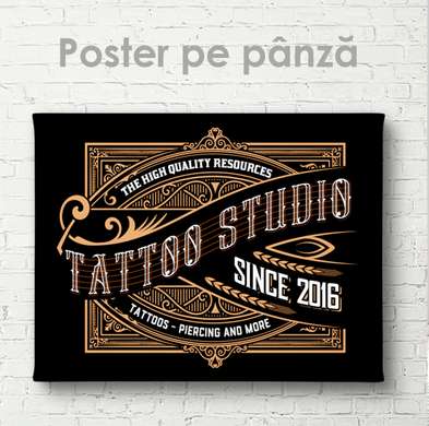 Poster - Tattoo, 90 x 60 см, Framed poster on glass, Black & White