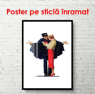 Poster - Couple from the past, 30 x 60 см, Canvas on frame, Minimalism
