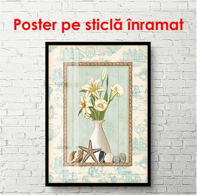 Poster - White vase with a beautiful bouquet of flowers, 60 x 90 см, Framed poster, Provence