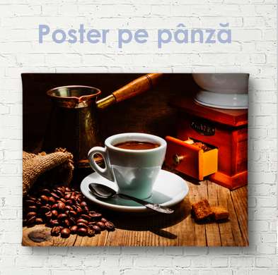 Poster - Cafea, 90 x 60 см, Poster inramat pe sticla, Alimente și Băuturi