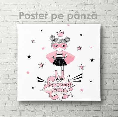 Постер - Супер-девочка, 40 x 40 см, Холст на подрамнике, Для Детей