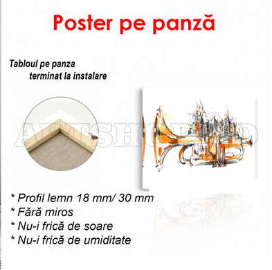 Poster - Oraș muzical, 90 x 60 см, Poster inramat pe sticla, Minimalism