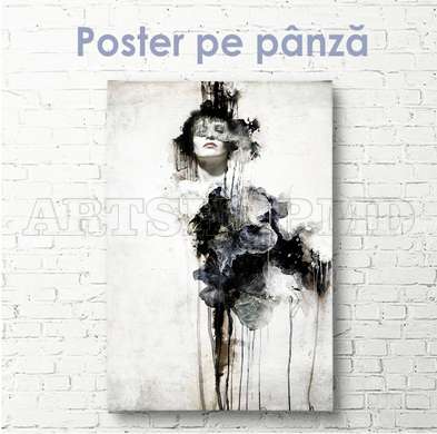 Poster - Arta alb-negru, 45 x 90 см, Poster inramat pe sticla, Alb Negru