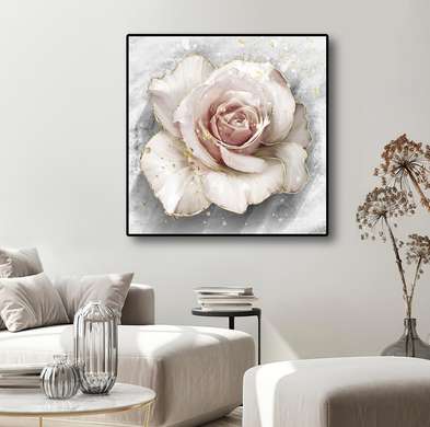 Poster - Delicate rose, 40 x 40 см, Canvas on frame