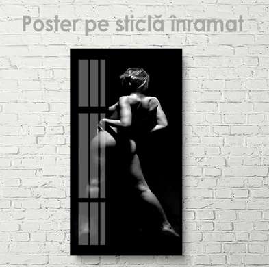 Poster - Umbre pe corpul feminin, 50 x 150 см, Poster inramat pe sticla