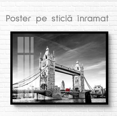 Poster - Bridge Tower, 90 x 60 см, Framed poster on glass