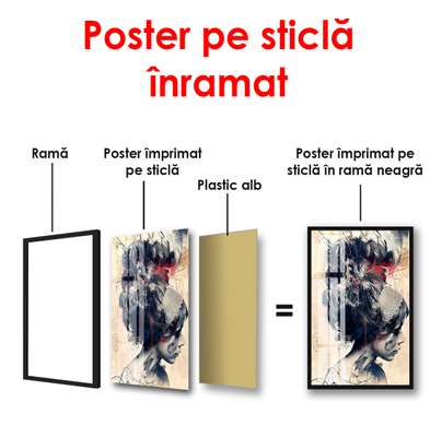 Постер - Девушка на бежевом фоне, 60 x 90 см, Постер в раме, Разные