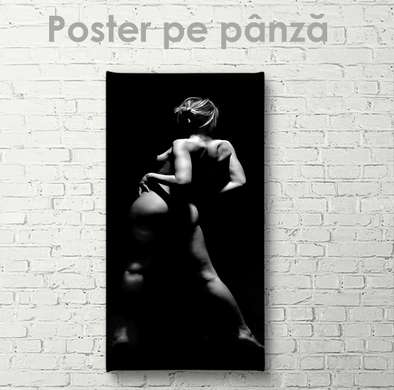 Постер - Тени на женском теле, 50 x 150 см, Постер на Стекле в раме, Ню