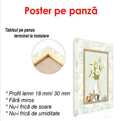 Poster - Vaza albă cu un buchet frumos de flori, 60 x 90 см, Poster înrămat, Provence