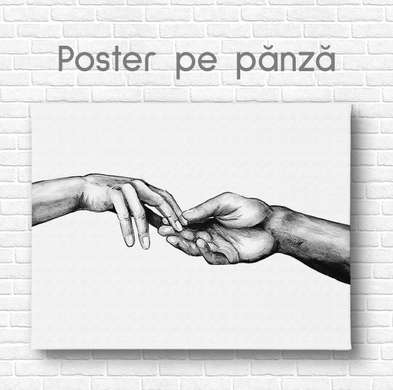 Постер - Рука, 90 x 60 см, Постер на Стекле в раме, Черно Белые