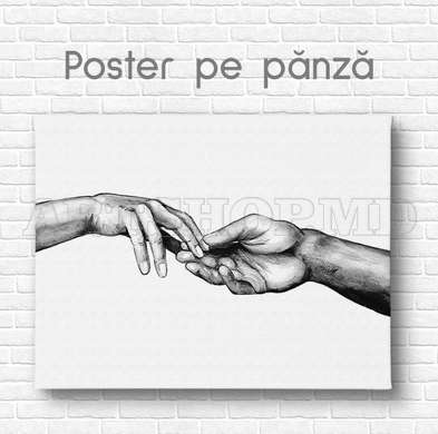 Poster - Mână, 45 x 30 см, Panza pe cadru, Alb Negru