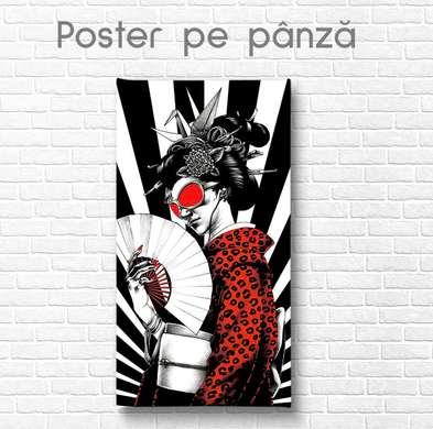 Poster - Girl in kimono, 30 x 60 см, Canvas on frame