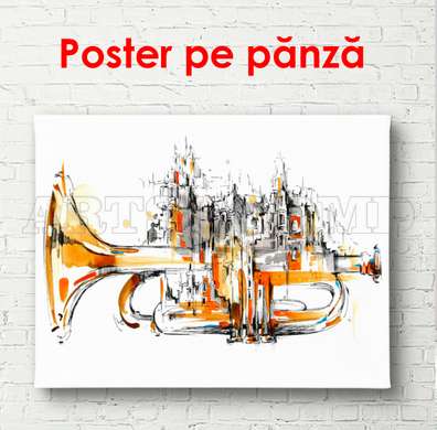 Poster - Oraș muzical, 90 x 60 см, Poster inramat pe sticla, Minimalism