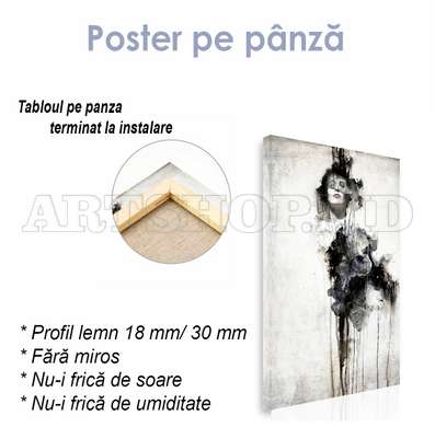 Poster - Arta alb-negru, 45 x 90 см, Poster inramat pe sticla, Alb Negru