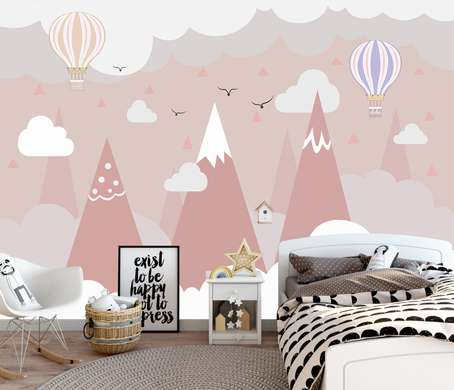 Wall mural for the nursery - Pink mountains