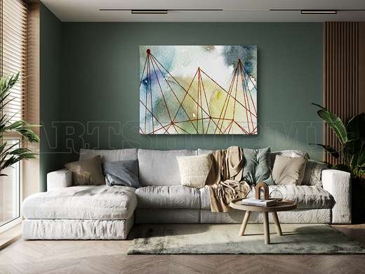 Poster - Watercolor Geometric Texture & Lines, 45 x 30 см, Canvas on frame, Abstract