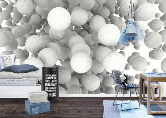3Д Фотообои - Белые шары в воздухе