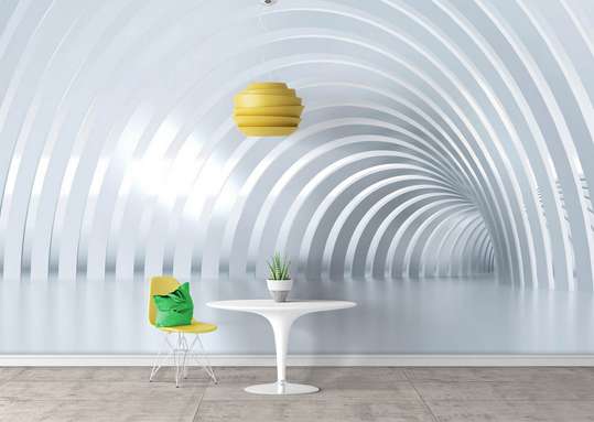3Д Фотообои - Голубой бледный туннель с арками