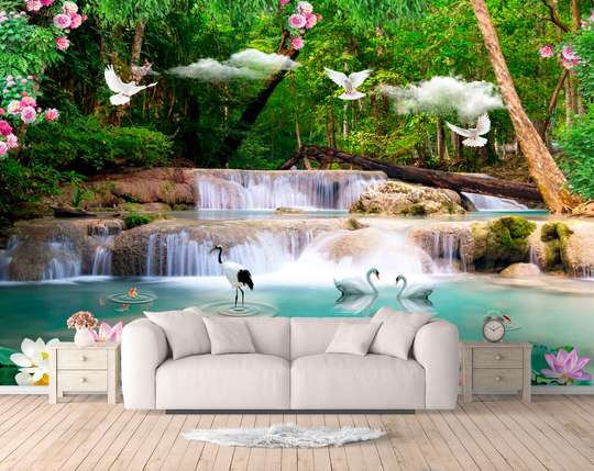 Wall Mural - Birds paradise in the forest