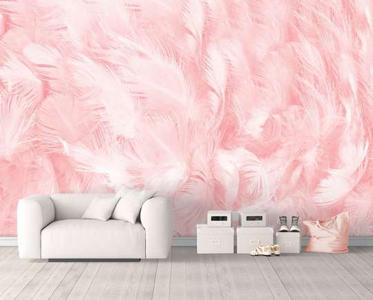 Wall Mural - Pale pink feathers