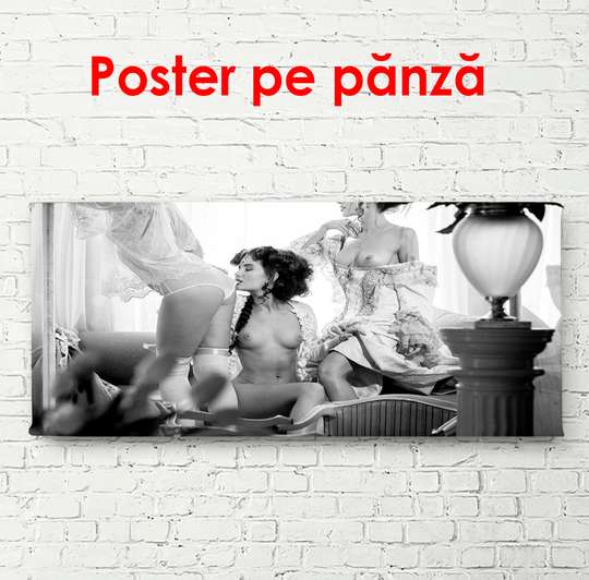 Постер - Девочки, 90 x 45 см, Постер в раме, Ню