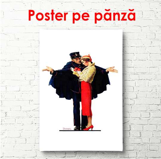 Poster - Couple from the past, 30 x 60 см, Canvas on frame